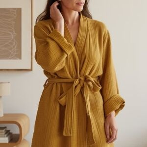 PARACHUTE Mustard Gauzy Muslin Cotton 'Parachute Cloud Robe' Women's Size M